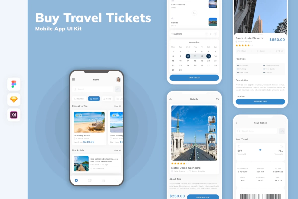 Buy Travel Tickets Mobile App UI Kit