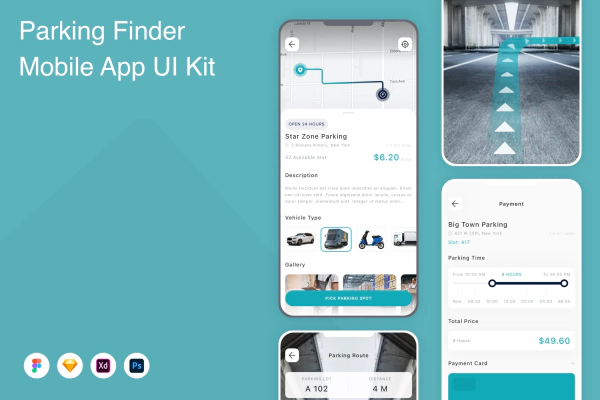 Parking Finder Mobile App UI Kit