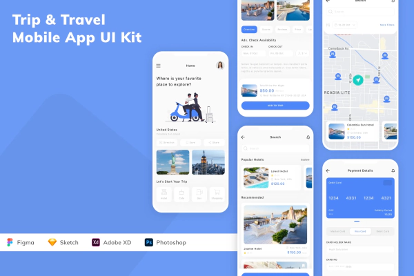 Trip & Travel Mobile App UI Kit