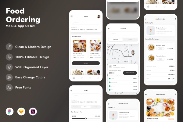 Food Ordering Mobile App UI Kit