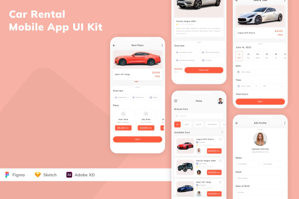 Car Rental Mobile App UI Kit