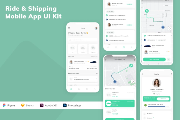 Ride & Shipping Mobile App UI Kit