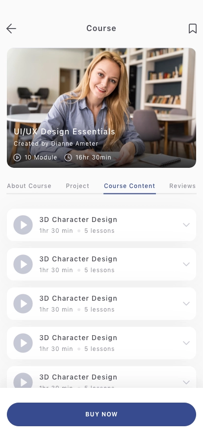 Online Course Mobile App UI Kit - Screenshot 3