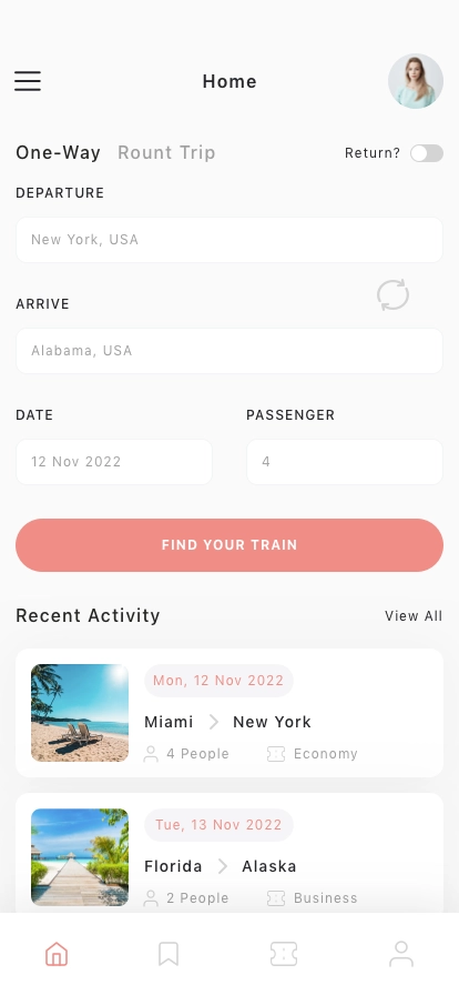 Train Ticket Mobile App UI Kit - Screenshot 1