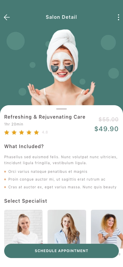 Beauty & Spa Salon Mobile App UI Kit - Screenshot 2
