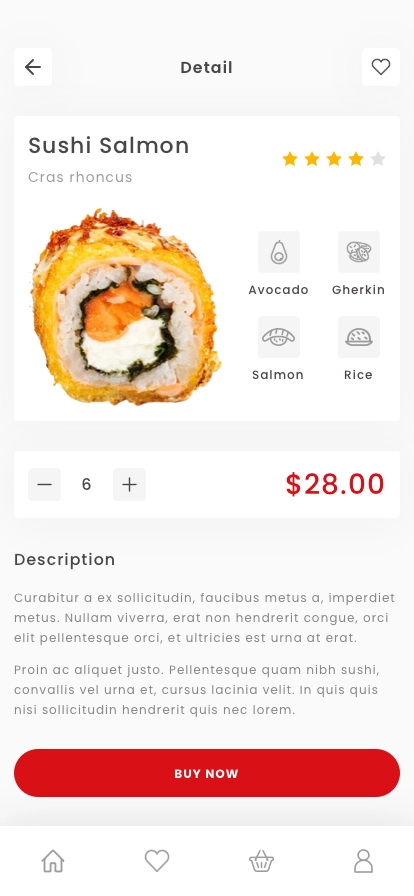 Sushi Delivery Mobile App UI Kit - Screenshot 5