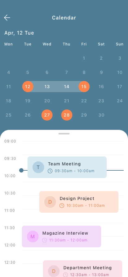 Calendar & Schedule Mobile App UI Kit - Screenshot 1