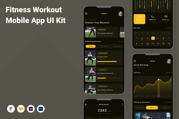 Fitness Workout Mobile App UI Kit