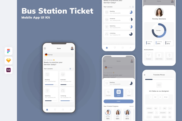 Language Learning Mobile App UI Kit