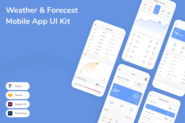 Weather & Forecest Mobile App UI Kit