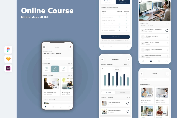 Online Course Mobile App UI Kit