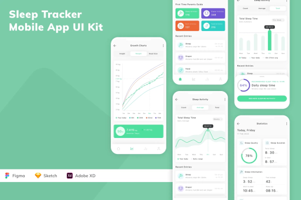 Sleep Tracker Mobile App UI Kit