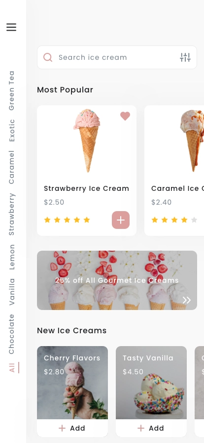 Ice Cream Shop Mobile App UI Kit - Screenshot 1