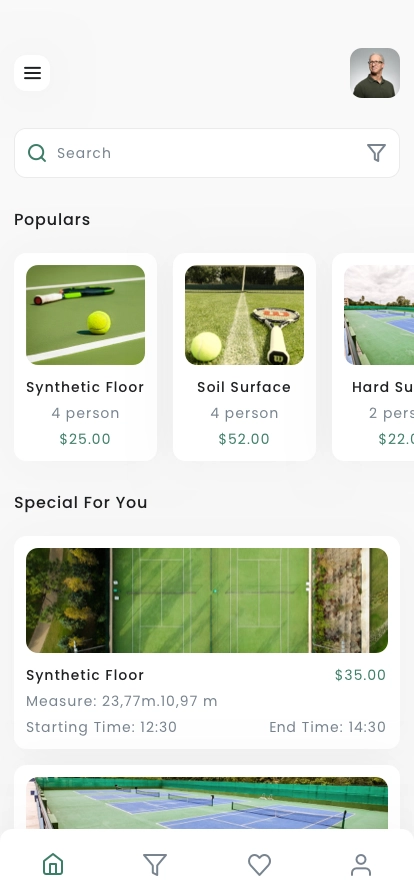Tennis Court Finder & Booking App UI Kit - Screenshot 1