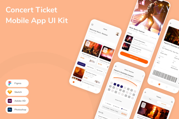 Concert Ticket Mobile App UI Kit
