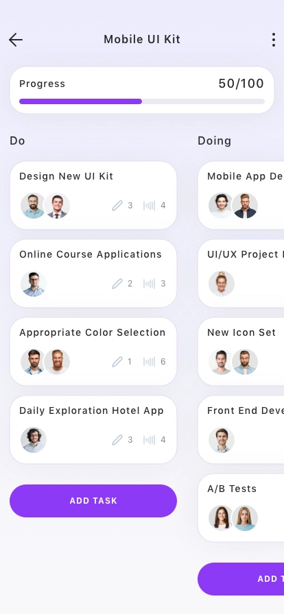 ask & Project Management Mobile App UI Kit - Screenshot 3