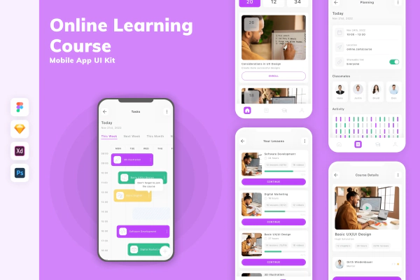 Online Learning Course Mobile App UI Kit