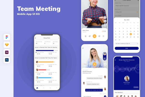 Team Meeting Mobile App UI Kit