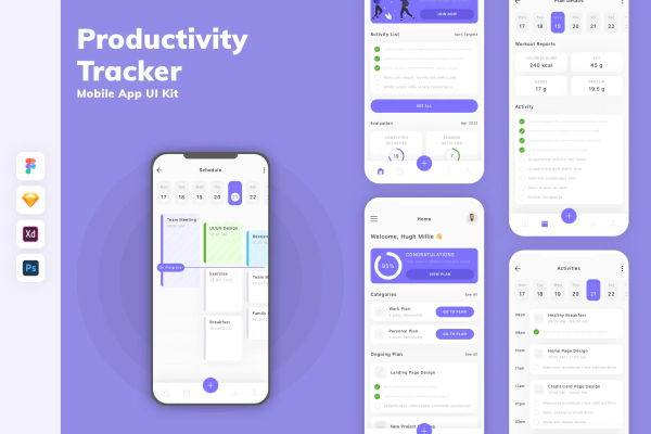 Productivity Tracker Mobile App UI Kit