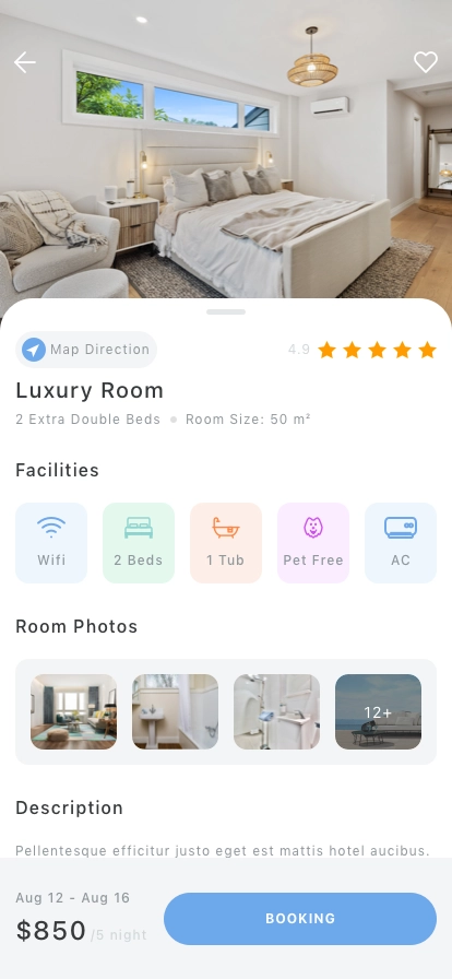 Hotel Booking Mobile App UI Kit - Screenshot 4