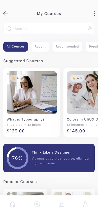 Online Education Mobile App UI Kit - Screenshot 2