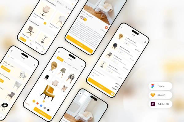 Chair Shop e-Commerce Mobile App UI Kit