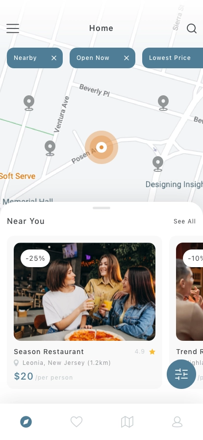 Restaurant Search Mobile App UI Kit - Screenshot 1