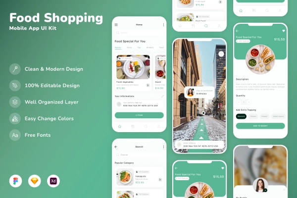 Food Shopping Mobile App UI Kit