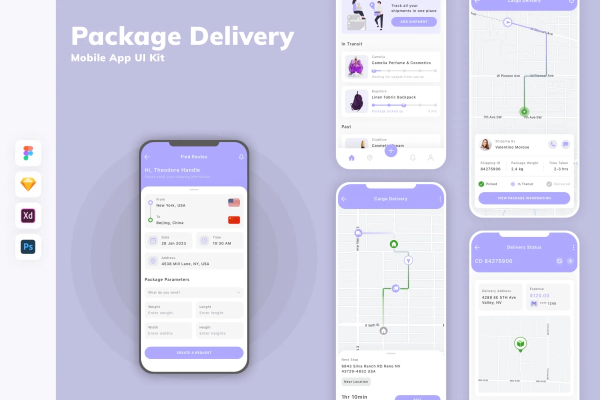 Package Delivery Mobile App UI Kit