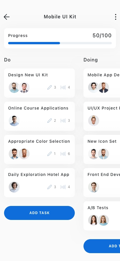 Project Management Mobile App UI Kit - Screenshot 2