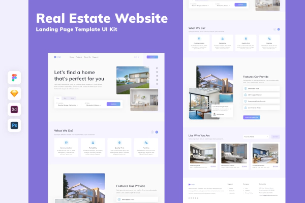 Real Estate Website Landing Page Template UI Kit