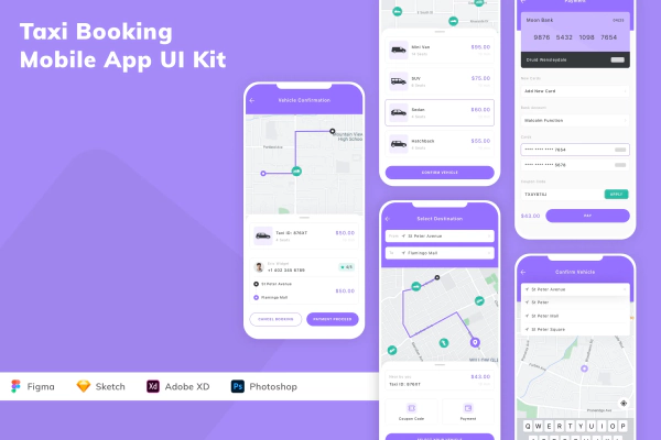 Taxi Booking Mobile App UI Kit