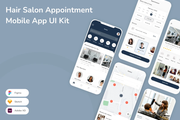 Hair Salon Appointment Mobile App UI Kit