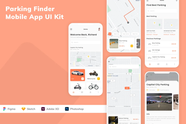 Parking Finder Mobile App UI Kit