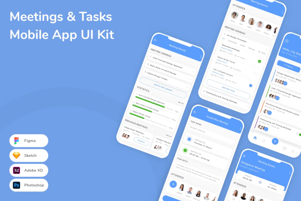 Meetings & Tasks Mobile App UI Kit