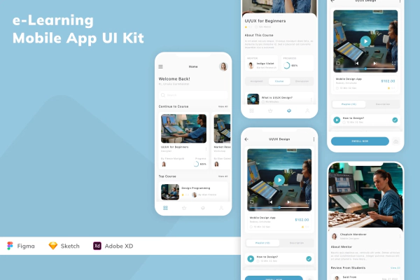 e-Learning Mobile App UI Kit