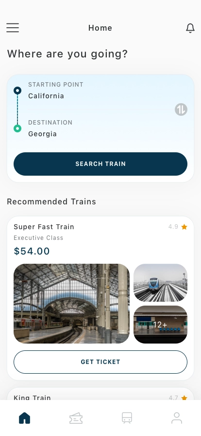 Train Booking Mobile App UI Kit - Screenshot 1