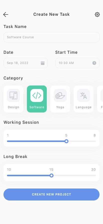 Pomodoro Mobile App UI Kit - Screenshot 2
