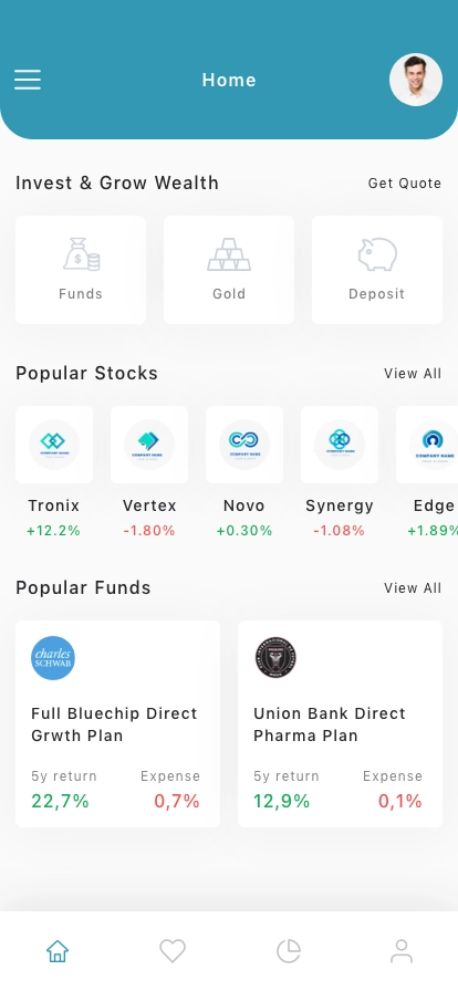Fund & Stocks Investment Mobile App UI Kit - Screenshot 1