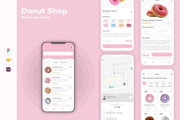 Donut Shop Mobile App UI Kit