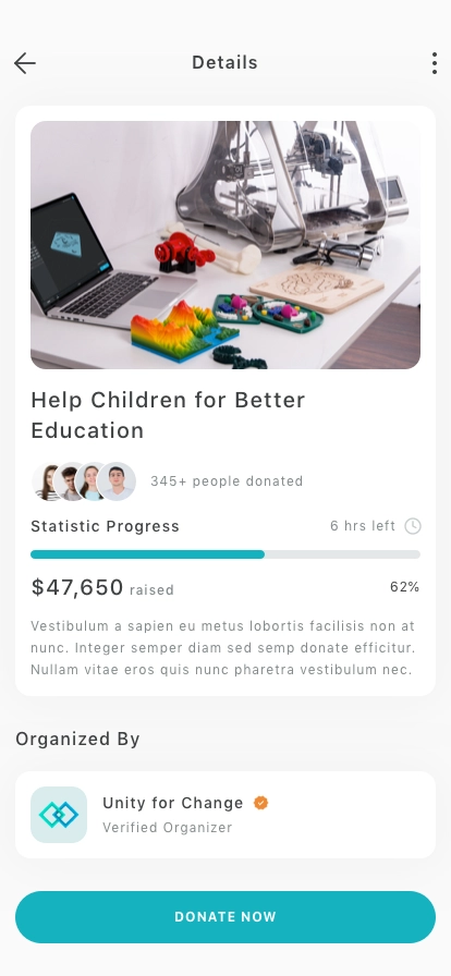 Donation Mobile App UI Kit - Screenshot 2