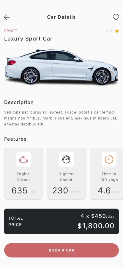 Rental Car Mobile App UI Kit - Screenshot 5