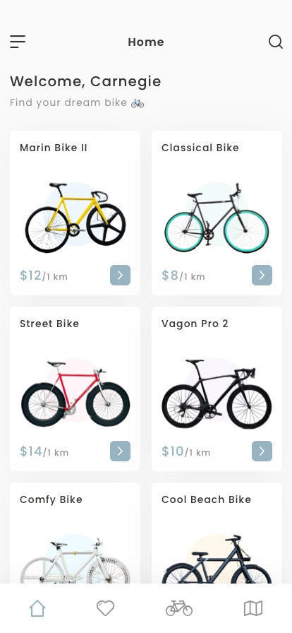 Bicycle Rental Mobile App UI Kit - Screenshot 3