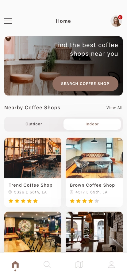 Nearby Coffee Shop Mobile App UI Kit - Screenshot 2