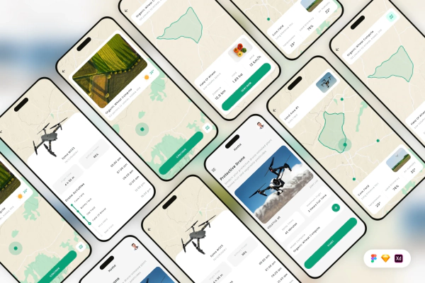 Drone Smart Agriculture Mobile App UI Kit