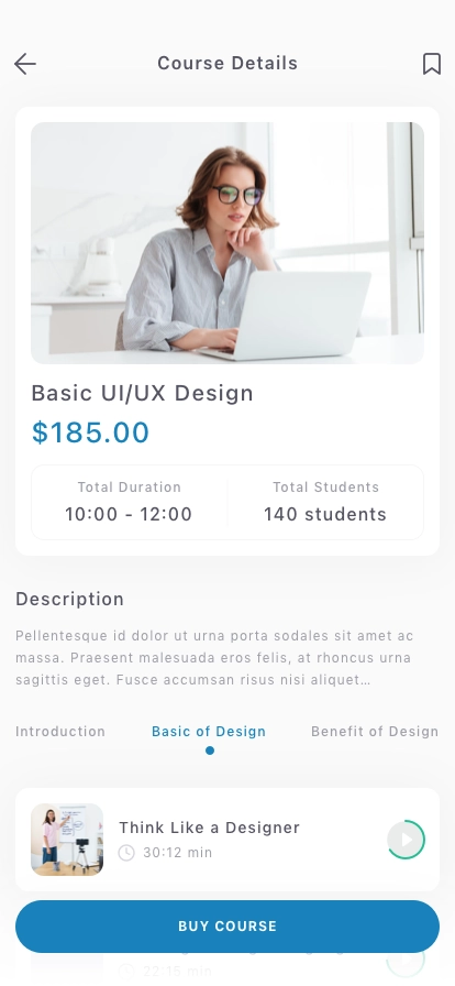 Online Education Mobile App UI Kit - Screenshot 2