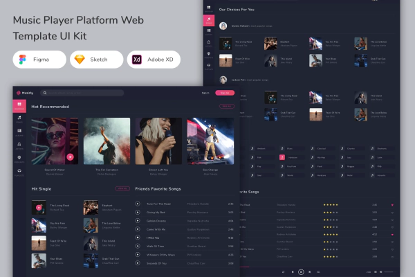 Music Player Platform Web Template UI Kit