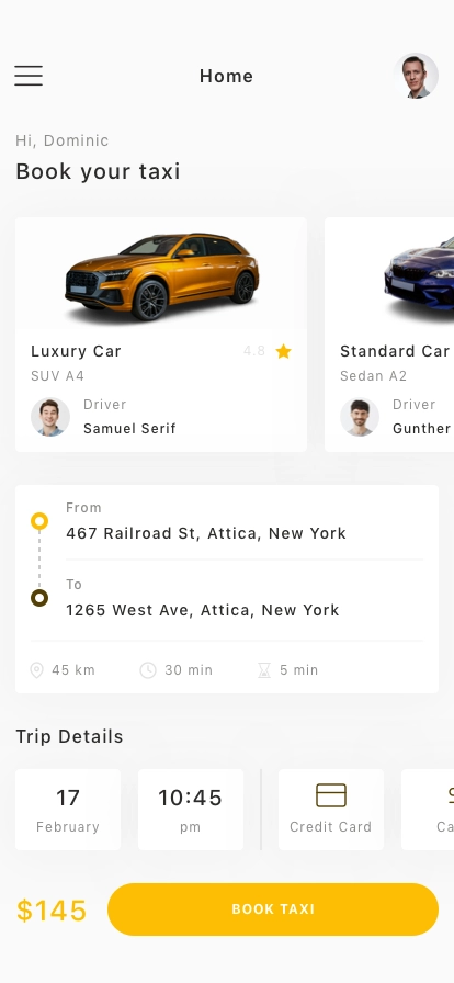 Taxi Booking Mobile App UI Kit - Screenshot 1
