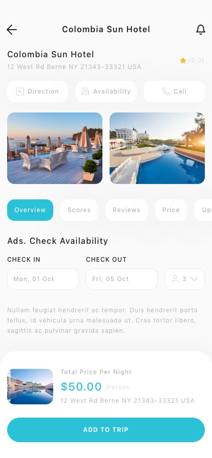 Travel & Trip Mobile App UI Kit - Screenshot 2