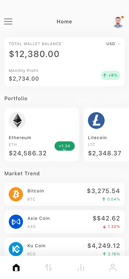 Crypto Trading Mobile App UI Kit - Screenshot 1